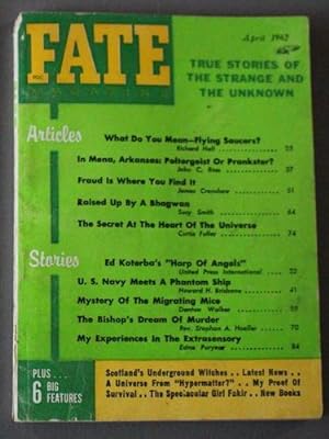 Imagen del vendedor de FATE (Pulp Digest Magazine); Vol. 15, No. 4, Issue 145, April 1962 True Stories on The Strange, The Unusual, The Unknown - a la venta por Comic World