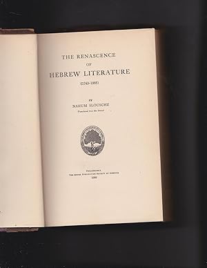 Seller image for The Renascence of Hebrew Literature (1743-1885) for sale by Meir Turner