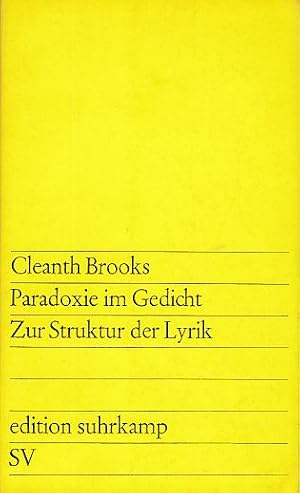 Immagine del venditore per Paradoxie im Gedicht. Zur Struktur der Lyrik. Edition Suhrkamp 124. venduto da Fundus-Online GbR Borkert Schwarz Zerfa