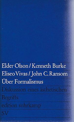 Bild des Verkufers fr ber Formalismus. Diskussion eines sthetischen Begriffs. Edition Suhrkamp 191. zum Verkauf von Fundus-Online GbR Borkert Schwarz Zerfa