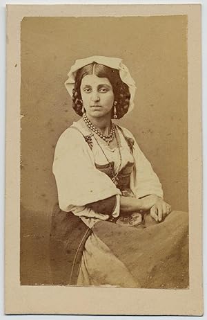 CDV Rome Woman in traditional costume Original albumen photo Agostini 1870 S1322