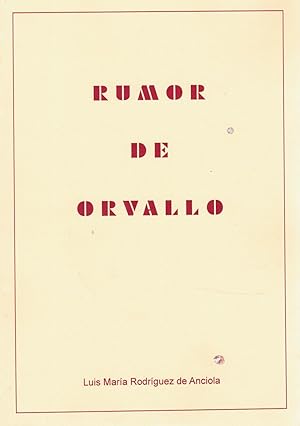 Imagen del vendedor de RUMOR DE ORVALLO a la venta por Librera Dilogo