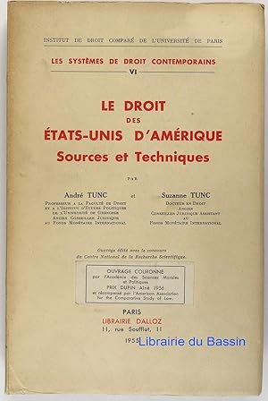 Imagen del vendedor de Le droit des Etats-Unis d'Amrique Sources et Techniques a la venta por Librairie du Bassin