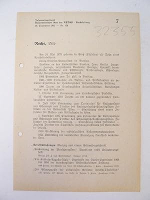 Seller image for Nr. 129 vom 20. September 1942: Otto Reche, Lebenslauf und Liste seiner Verffentlichungen (Auszug aus einem Gesamtverzeichnis) for sale by Galerie fr gegenstndliche Kunst