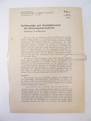 Seller image for Nr. 129 vom 20. September 1942, 1. Blatt: Volksdeutsche und Deutschstmmige des Generalgouvernements. Rckfhrung Deutschstmmiger for sale by Galerie fr gegenstndliche Kunst