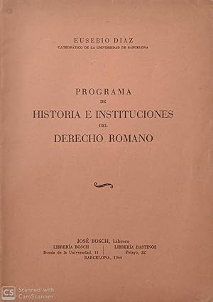 Imagen del vendedor de Programa de Historia e Instituciones del derecho romano a la venta por Llibres Capra