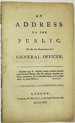 AN ADDRESS TO THE PUBLIC, ON THE LATE DISMISSION OF A GENERAL OFFICER