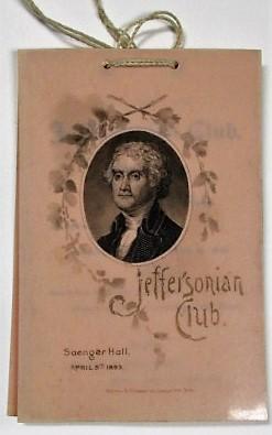 THE JEFFERSONIAN CLUB, RECEPTION AND BALL, AT SAENGER HALL, WEDNESDAY EV'G, APRIL 5, '93