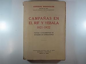 Bild des Verkufers fr CAMPAAS EN EL RIF Y YEBALA 1921-1922: NOTAS Y DOCUMENTOS DE MI DIARIO DE OPERACIONES zum Verkauf von Costa LLibreter