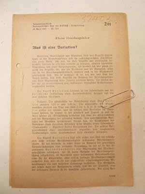 Seller image for Nr. 129 vom 20. April 1942 - Nr. 122 Kleine Vererbungslehre. Was ist eine Variation? Die Beeintrchtigung der Lebensfhigkeit durch das Erbgut (Letalfaktoren), von Dr. W. Httig for sale by Galerie fr gegenstndliche Kunst