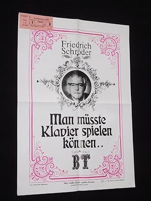 Seller image for Programm 3 Brandenburger Theater 1987/88. MAN MSSTE KLAVIER SPIELEN KNNEN - EIN FRIEDRICH-SCHRDER-ABEND. Musikal. Ltg.: Gotthold Mller, Regie: Monika Schulz, Ausstattung: Petra Durchholz, techn. Ltg.: Lothar Lippmann. Mit Hannelore Biedermann, Beate Breunung, Corinna Elling, Judith Glaschke, Klaus Uhlemann, Johannes von Duisburg for sale by Fast alles Theater! Antiquariat fr die darstellenden Knste