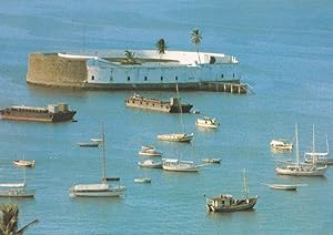 Salvador Sao Marcelo Fort Harbour Ships Rare Brazil Postcard