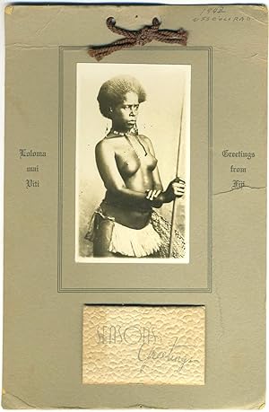 1943 Calendar with real photo of Fijian woman "Loloma mai Viti - Greetings from Fiji"