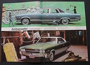 American Motors Showroom brochure for 1969. The Ambassador, Javelin, Rebel, & AMX.