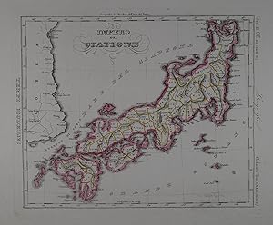 Impero del Giappone. Grenzkolorierte Kupferstich-Karte aus Francesco Constantino Marmocchi "Atlan...