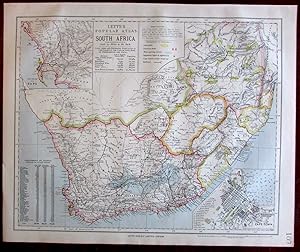 South Africa w/ Cape Town city plan inset 1883 Lett's detailed old map
