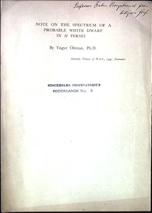 Seller image for Note on the Spectrum of a Probable white Dwarf in H Persei Monthly Notices of R.A.S. Vol.92, No.1 for sale by books4less (Versandantiquariat Petra Gros GmbH & Co. KG)