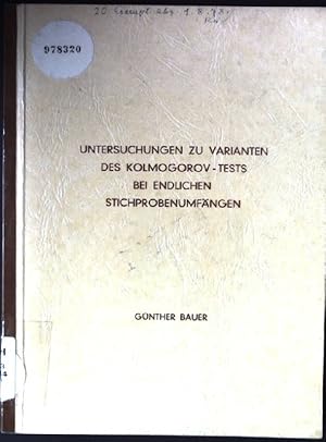 Bild des Verkufers fr Untersuchungen zu Varianten des Kolmogorov-Tests bei endlichen Stichprobenumfngen Dissertation zum Verkauf von books4less (Versandantiquariat Petra Gros GmbH & Co. KG)