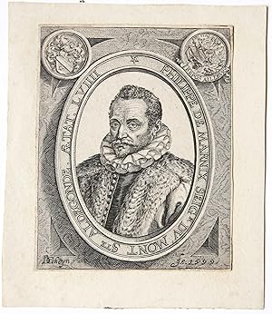 [Antique print, engraving, 1599] Portrait of Philips Marnix, van St Aldengonde/Portret van Philip...