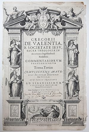 [Antique title page, 1595] Gregorii De Valentia, Metimnensis E Societate Jesu, published 1595, 1 p.