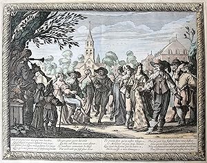 Image du vendeur pour [Antique print, etching and engraving] Marriage procession (Set title: Le Mariage  la campagne)/Huwelijksceremonie. c. 1633. mis en vente par Antiquariaat Arine van der Steur / ILAB