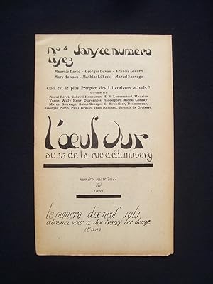 Bild des Verkufers fr L'Oeuf dur - N4 - t 1921 - zum Verkauf von Le Livre  Venir