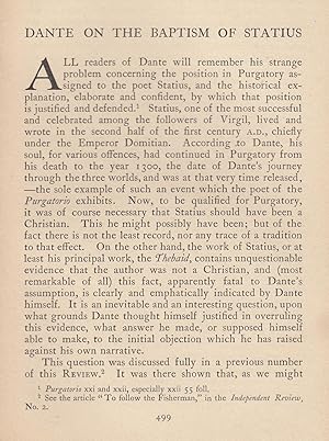 Dante on the Baptism of Statius. The problems raised by the probable non christian status of Stat...