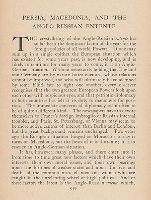 Persia, Macedonia, and the AngloRussian Entente. A rare original article from the Albany Review, ...