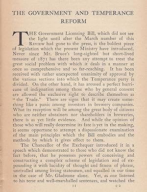 The Government and Temperance Reform. A rare original article from the Albany Review, 1908.