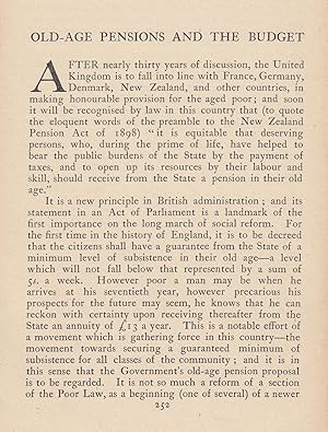 Old Age Pensions and the Budget. A rare original article from the Albany Review, 1908.