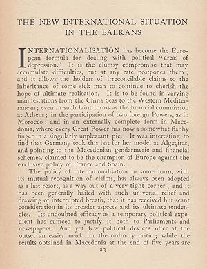 The New International Situation in the Balkans. A rare original article from the Albany Review, 1...