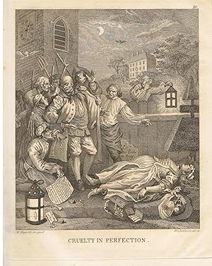 Cruelty in Perfektion. Kupferstich (W. HOGARTH inv & pinx. 1747 - RIEPENHAUSEN del. & sc.), um 1795.