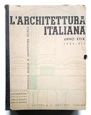 L'Architettura Italiana Anno XXIX 1934-XII Cartella 12 fascicoli Lattes & C.