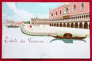 Ansichtskarte AK Saluti da Venezia (Venedig). Farblitho. Palazzo am Canale Grande