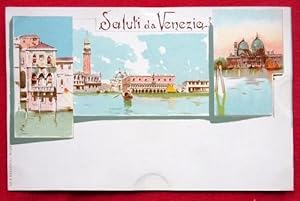 Ansichtskarte AK Saluti da Venezia (Venedig). Farblitho. Markusplatz, Dom etc.