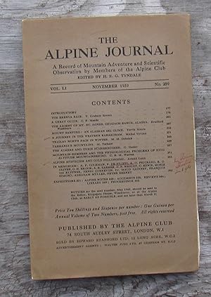 Image du vendeur pour The Alpine Journal volume LI November 1939 - Number 259 mis en vente par JP MOUNTAIN BOOKS