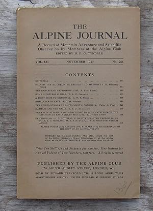 The Alpine Journal volume LII November 1940 - Number 261