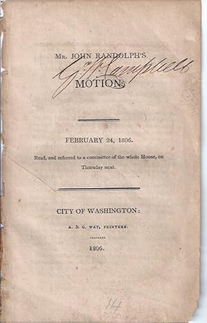 Seller image for George Washington Campbell, Autograph on John Randolph Document, 1806, Tennessee for sale by The Ridge Books