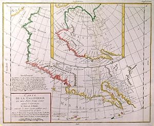 CARTE DE LA CALIFORNIE ET DES PAYS NORD-OUEST SEPARÉS DE LASIE PAR LE DÉTROIT DANIAN.. Detail...