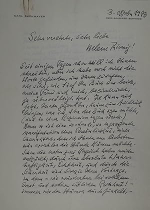Schriftsteller (1896-1977). Fotokopie eines Briefes (3 Seiten) an Helene Thimig. Saas-Fee 3. Okto...