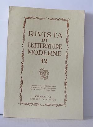 Image du vendeur pour Rivista di letterature moderne N12 mis en vente par Librairie Albert-Etienne