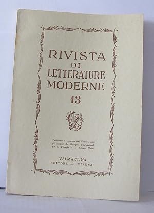 Image du vendeur pour Rivista di letterature moderne N13 mis en vente par Librairie Albert-Etienne