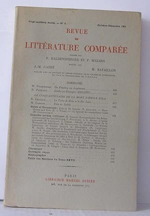 Seller image for Revue de la littrature compare 27e Anne N 4 for sale by Librairie Albert-Etienne