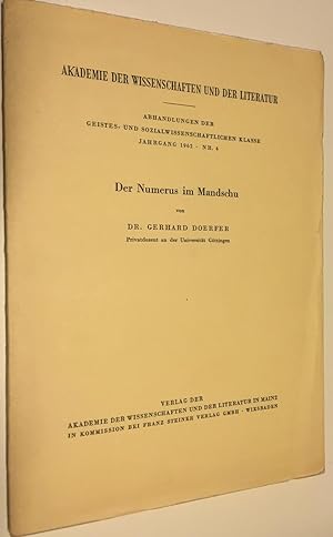 Seller image for Der Numerus im Mandschu. (Abhandlungen der Geistes- und Sozialwissenschaftlichen Klasse, Jahrgang 1962, Nr. 4). for sale by Antiquariat Berghammer