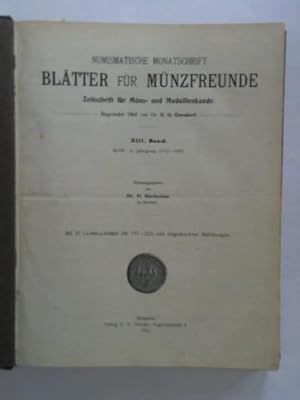 Zeitschrift für Münz- und Medaillenkunde. Organ des Numismatischen Vereins zu Dresden und der Bay...