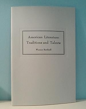 Seller image for American Literature: Traditions and Talents for sale by Berthoff Books