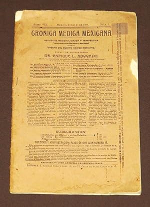 Crónica Médica Mexicana. Revista De Medicina, Cirugía Y Terapéutica. Tomo VII. Núm. 7. Julio de 1904