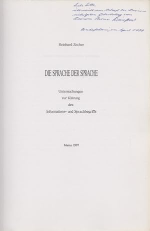 Die Sprache der Sprache: Untersuchungen zur Klärung des Informations- und Sprachbegriffs.