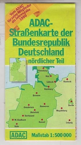 Für Mitglieder des ADAC Kolorierte Landkarte ADAC Straßenkarte Norddeutschland