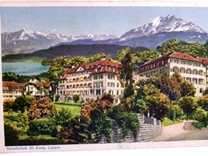 Sanatorium St. Anna. Luzern / Schweiz. Alte AK farbig. Gebäudeansicht, See, Bergpanorama